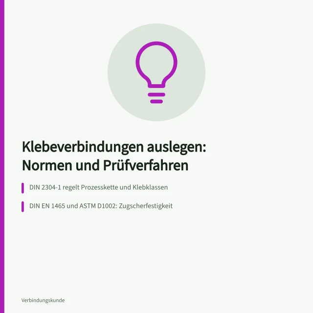 Klebeverbindungen auslegen: Normen und Prüfverfahren im Überblick. Klebeverbindungen auslegen Übersicht der Normen und Prüfverfahren