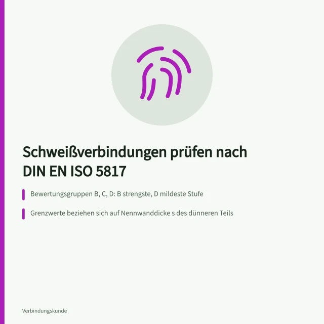 Schweißnaht an Stahl wird mit Lehre und Messschieber geprüft. Schweißverbindungen prüfen Fehlerbewertung nach DIN EN ISO 5817